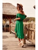 Asymmetrical Spanish dress with ruffles, green 9182 - Online store - Boutique